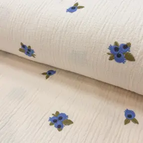 Dvojitá gázovina/mušelín EMBROIDERY STRIPED Fruit natural
