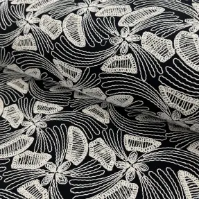 Bavlnená látka EMBROIDERY Amia black